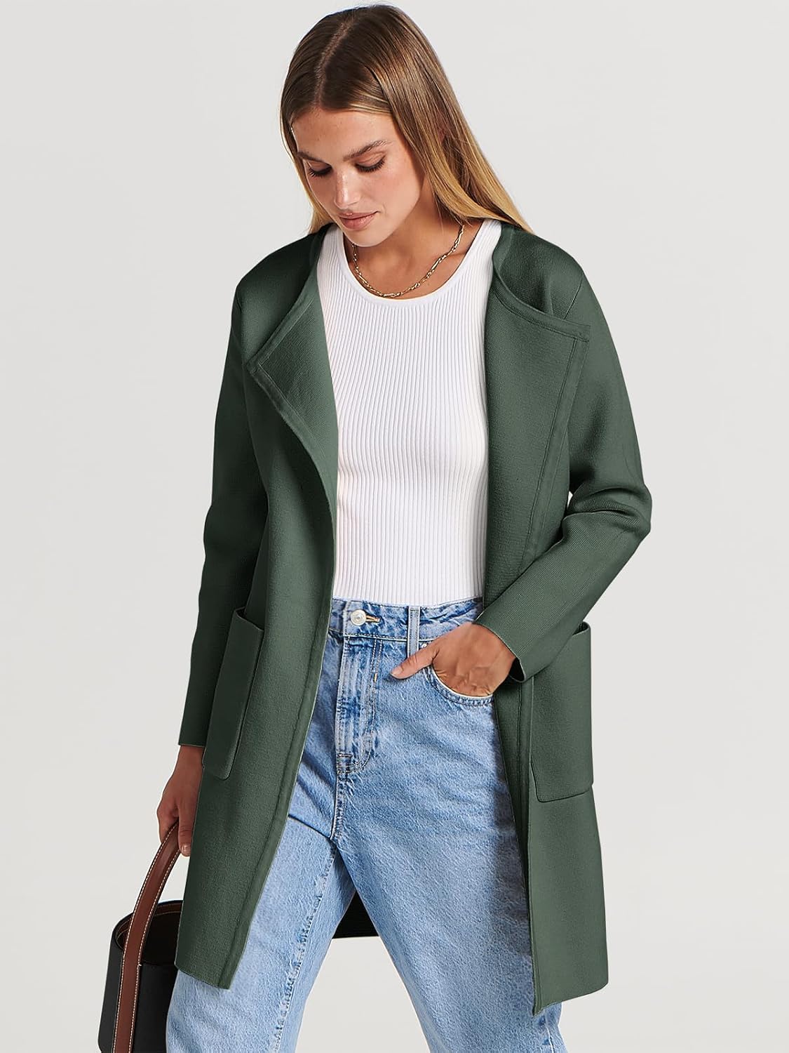 Women's Open Front Knit Lightweight Cardigan Casual Long Coatigan Sweater Lady Jacket Coat 2025 Fall Outerwear