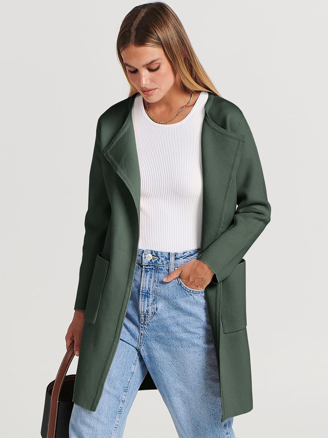 Women's Open Front Knit Lightweight Cardigan Casual Long Coatigan Sweater Lady Jacket Coat 2025 Fall Outerwear