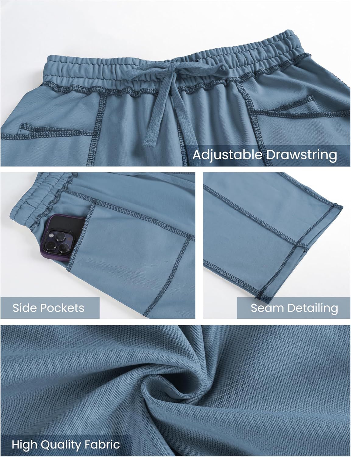 Womens Baggy Barrel Pants Wide Leg Lounge Drawstring Sweatpants with Pockets