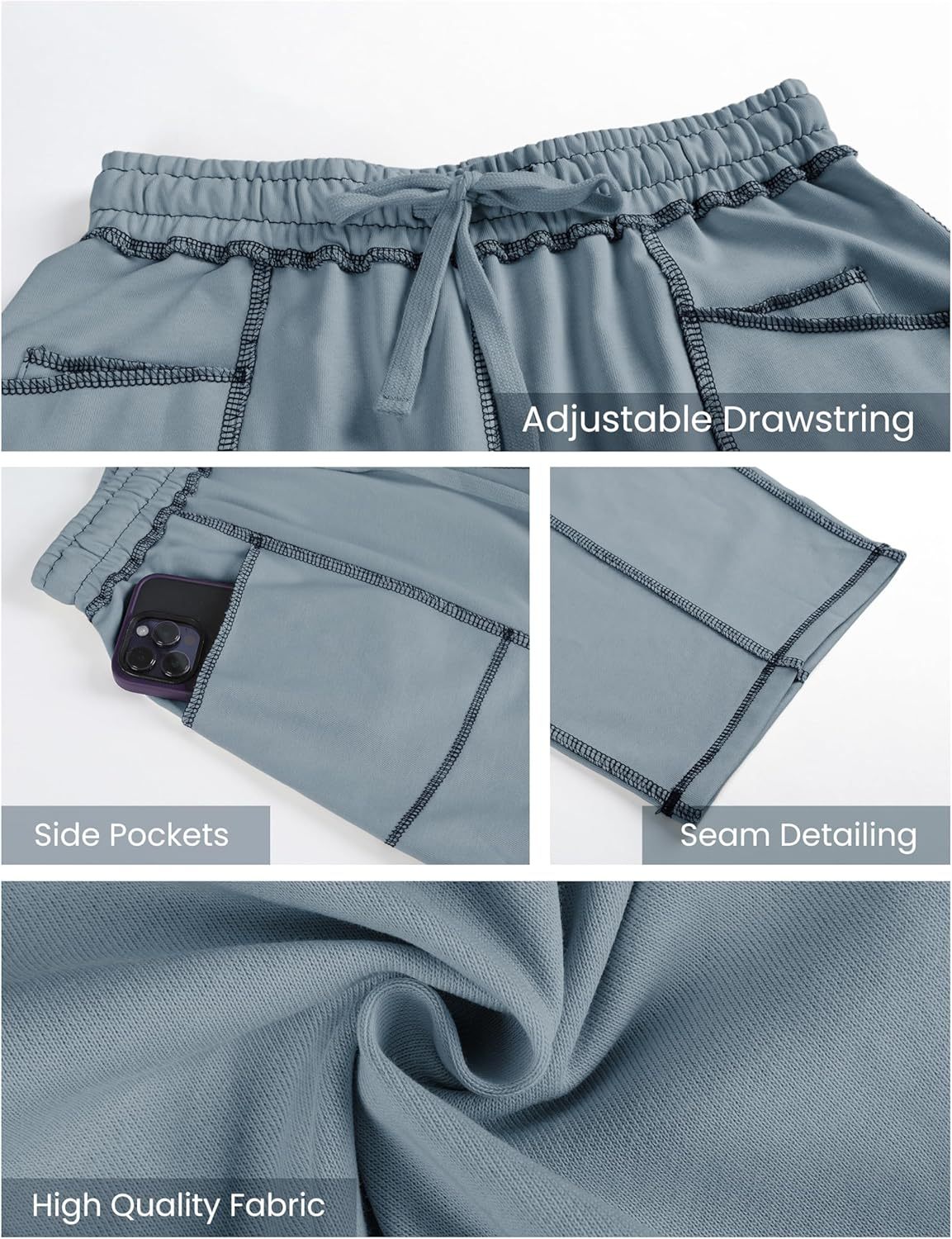 Womens Baggy Barrel Pants Wide Leg Lounge Drawstring Sweatpants with Pockets