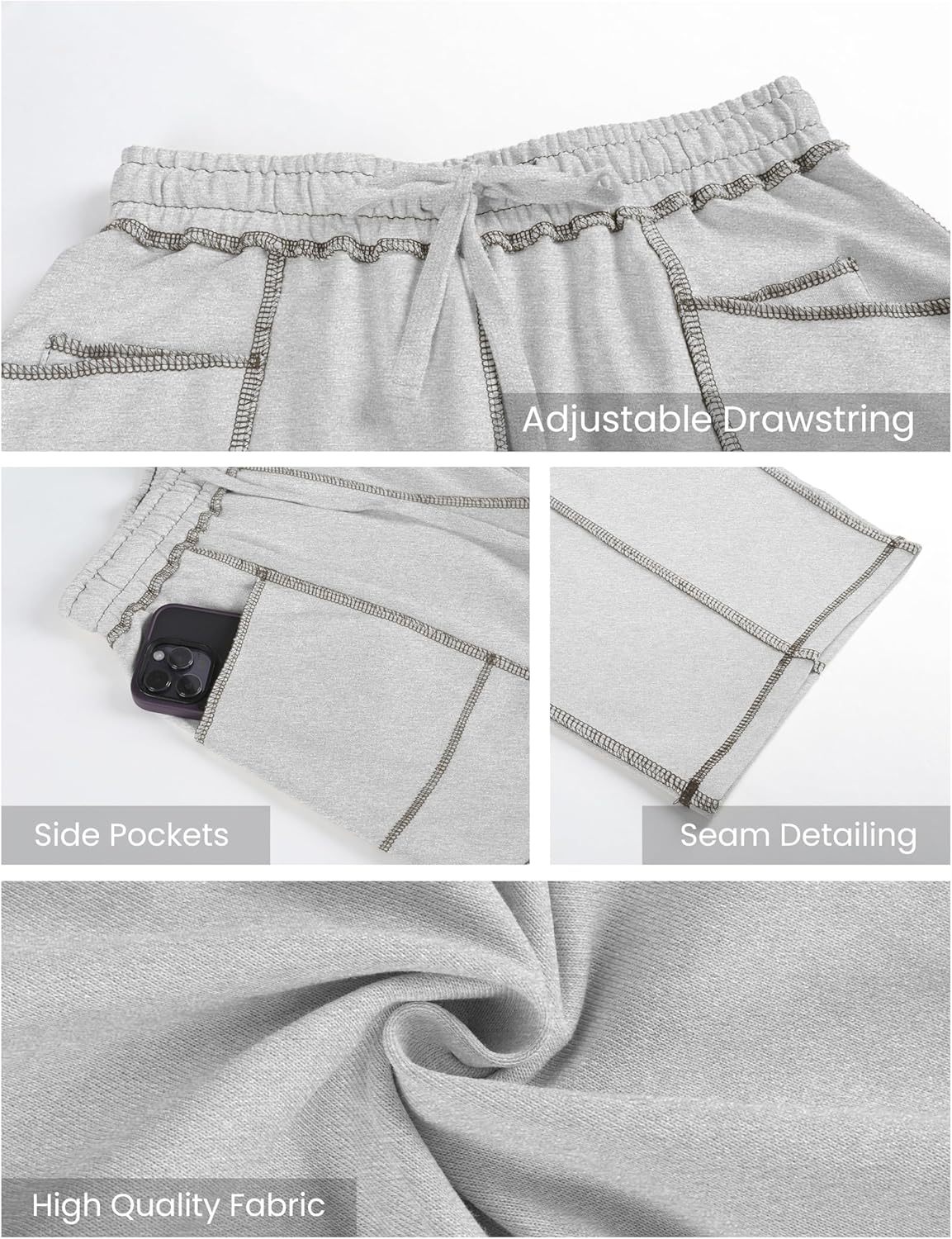 Womens Baggy Barrel Pants Wide Leg Lounge Drawstring Sweatpants with Pockets