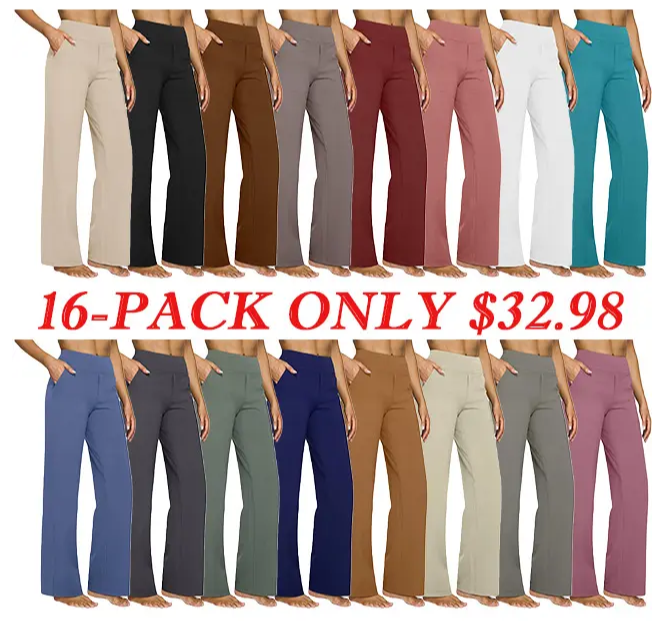 🔥9 PACKS  $25.98🔥Loose High-Waist Business Casual Pants Yoga Pants Women Wide Leg Pants