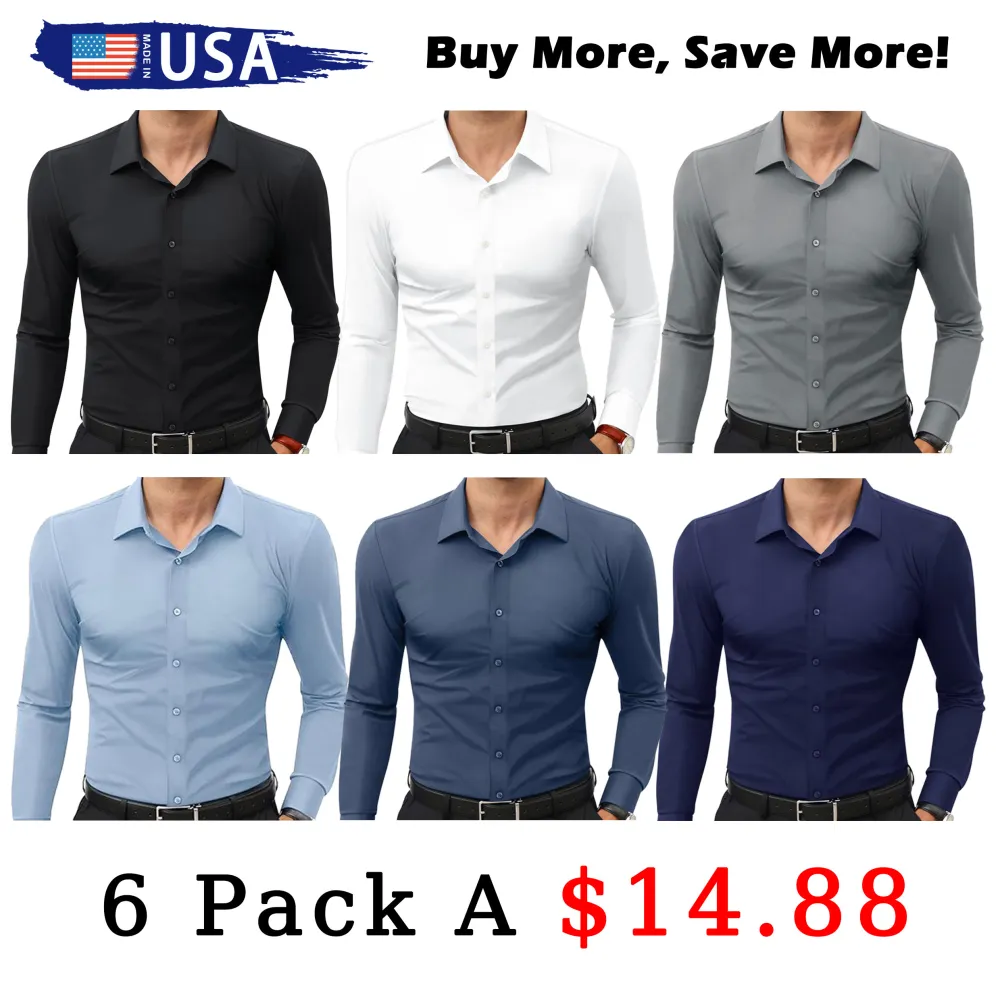🔥Men's Super Stretchy Dress Shirt Quick-Drying Breathable Anti-Wrinkle
