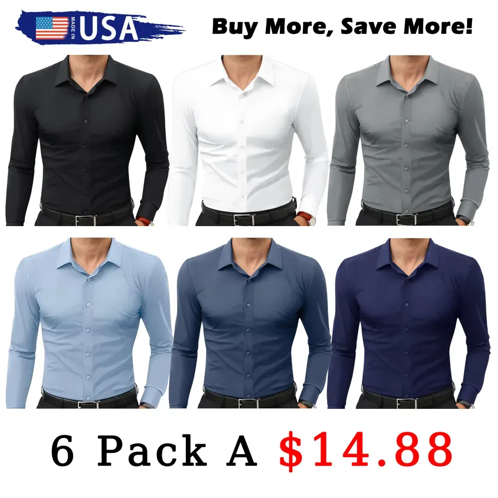🔥Men's Super Stretchy Dress Shirt Quick-Drying Breathable Anti-Wrinkle
