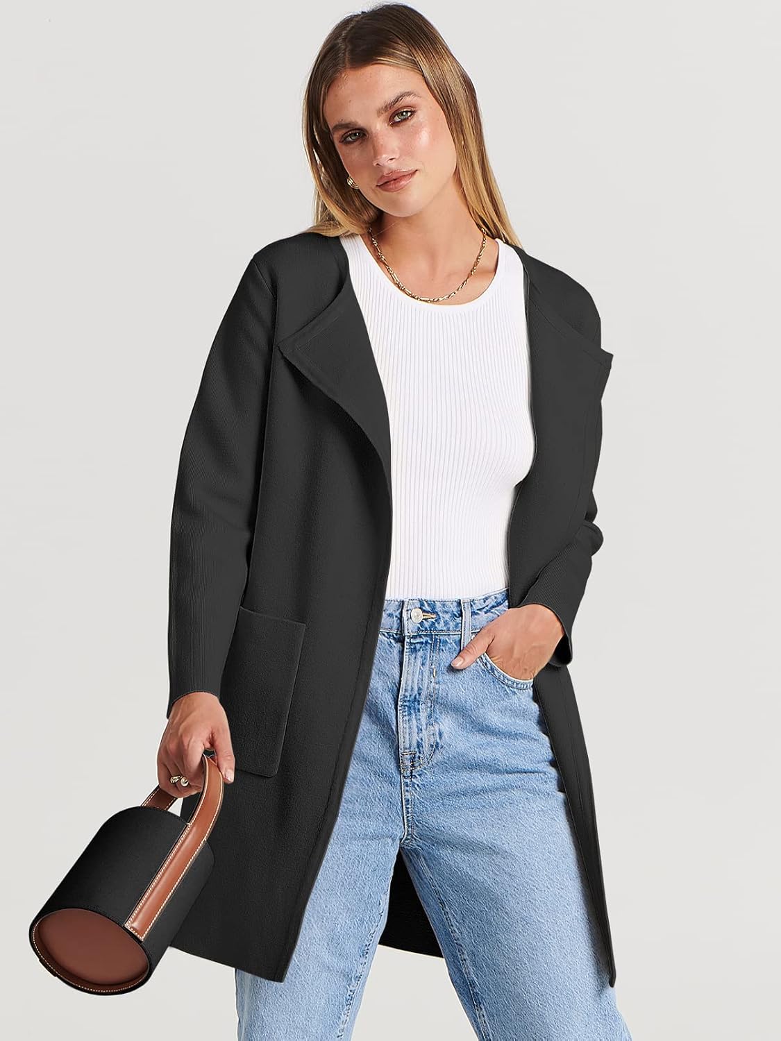 Women's Open Front Knit Lightweight Cardigan Casual Long Coatigan Sweater Lady Jacket Coat 2025 Fall Outerwear