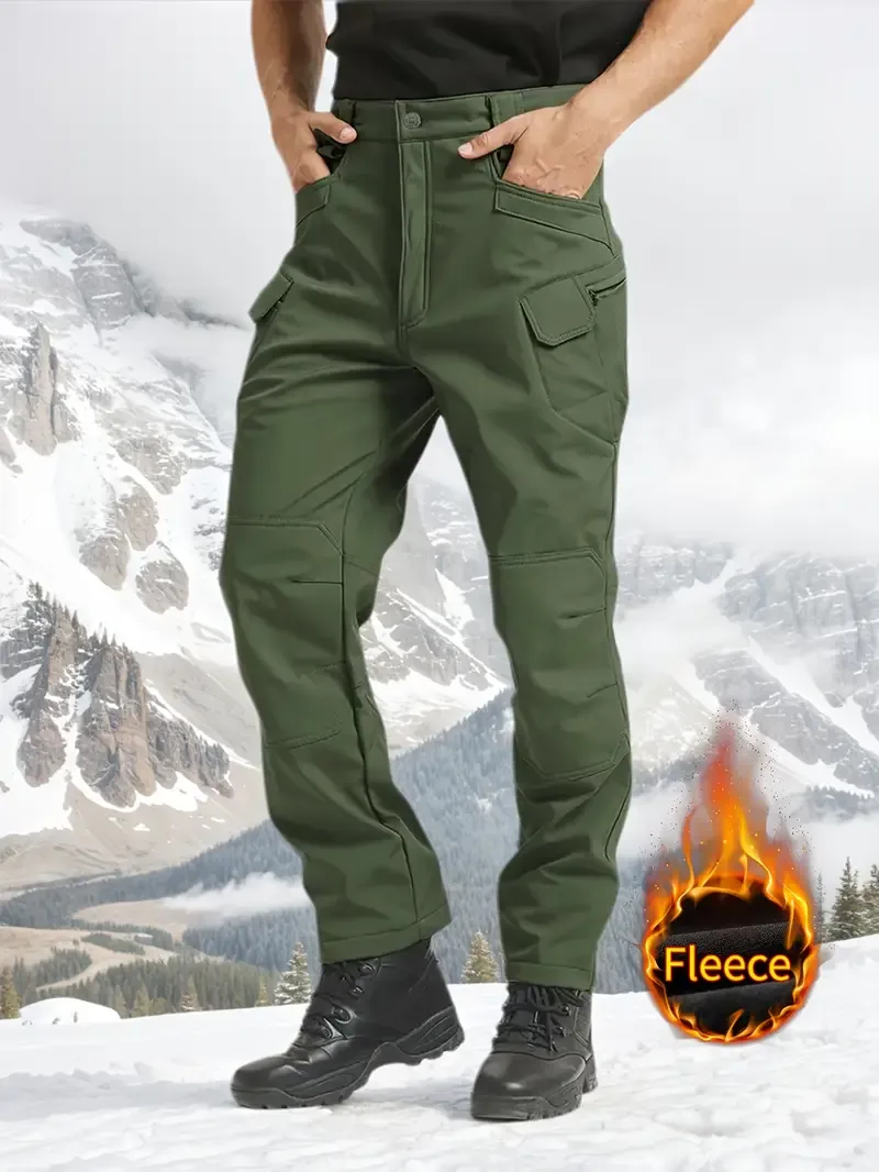 Windproof Warm Men's Outdoor Military Tactical Pants | Soft Shell Fleece Lined