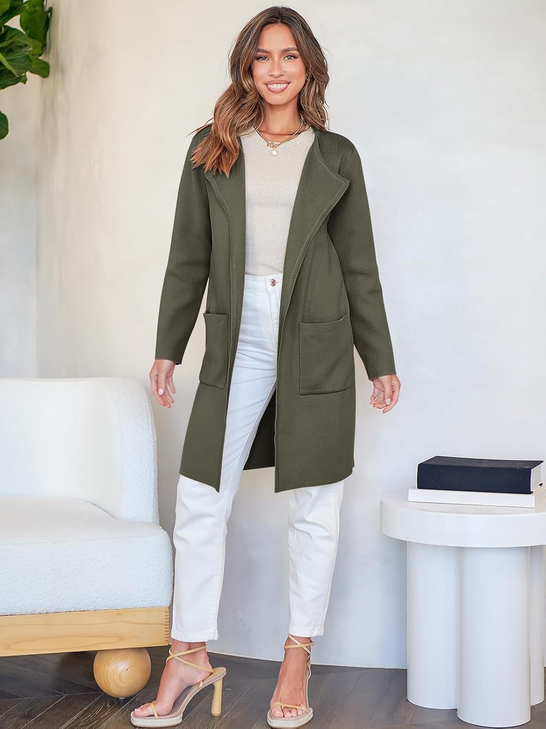 Women's Open Front Knit Lightweight Cardigan Casual Long Coatigan Sweater Lady Jacket Coat 2025 Fall Outerwear