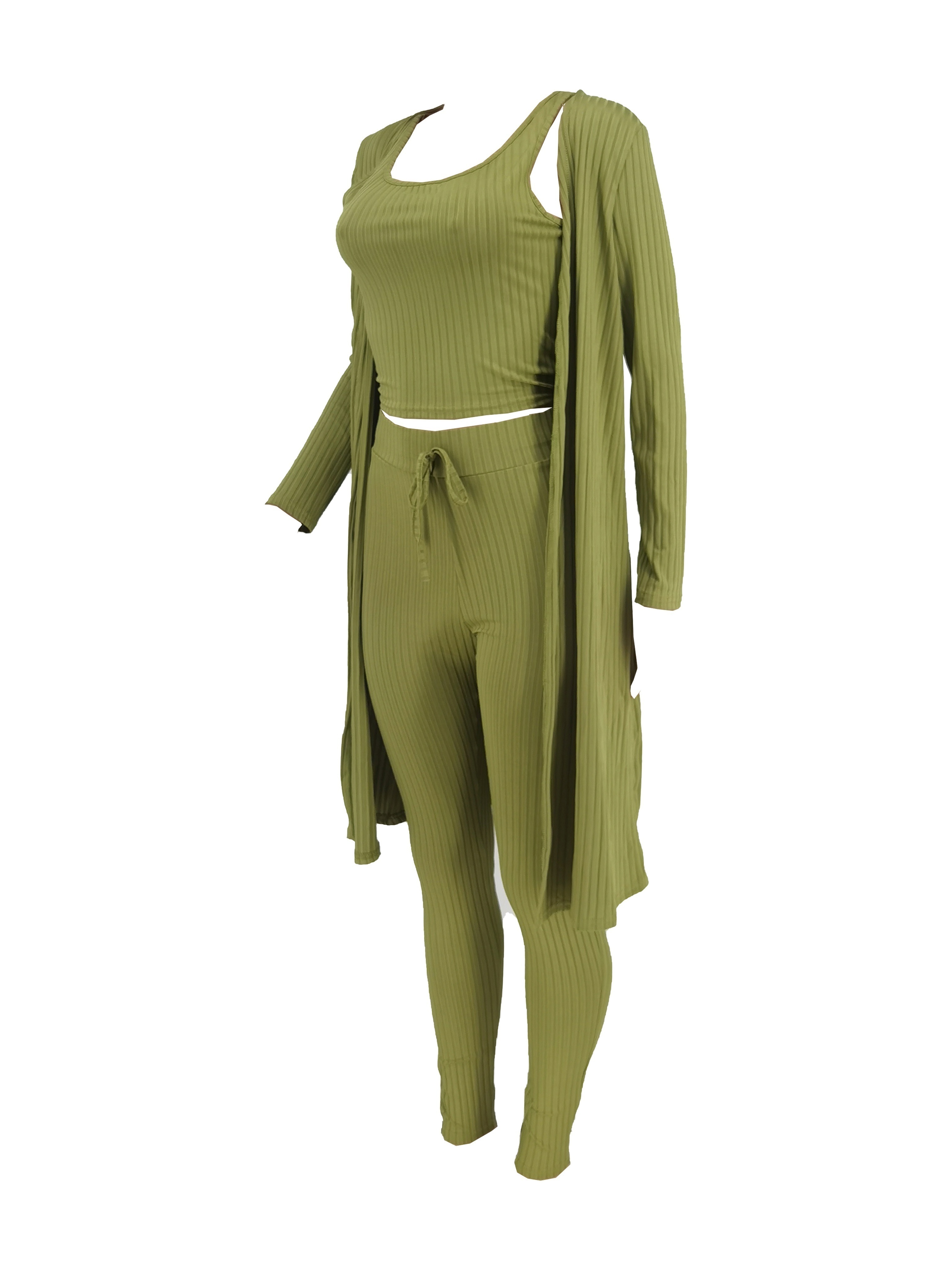 Women 3 Piece Wide Leg Pants Set Casual Long Sleeve Jacket Cardigan With Solid Tank Pants Set Dinner Suit Women