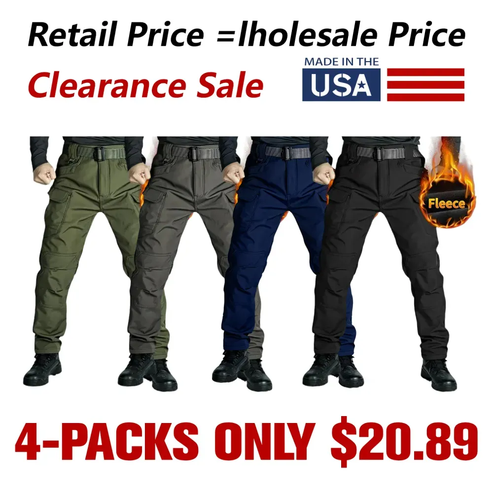 Windproof Warm Men's Outdoor Military Tactical Pants | Soft Shell Fleece Lined