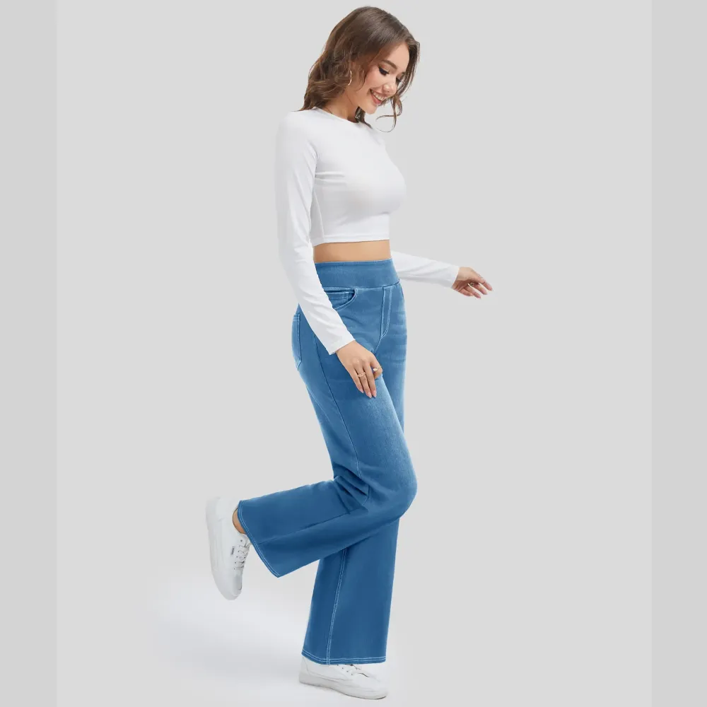 Wide Leg Stretchy Jeans for Women Loose Fit