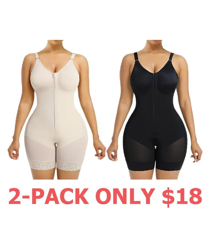 Women's Shaping Underwear Tummy-Control and Butt-Lifting Shaping Pants Zippered Crotch Removable Straps