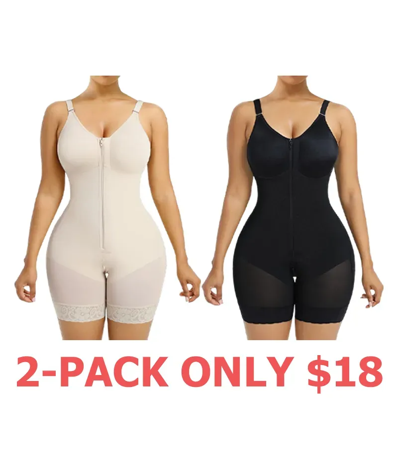 Women's Shaping Underwear Tummy-Control and Butt-Lifting Shaping Pants Zippered Crotch Removable Straps
