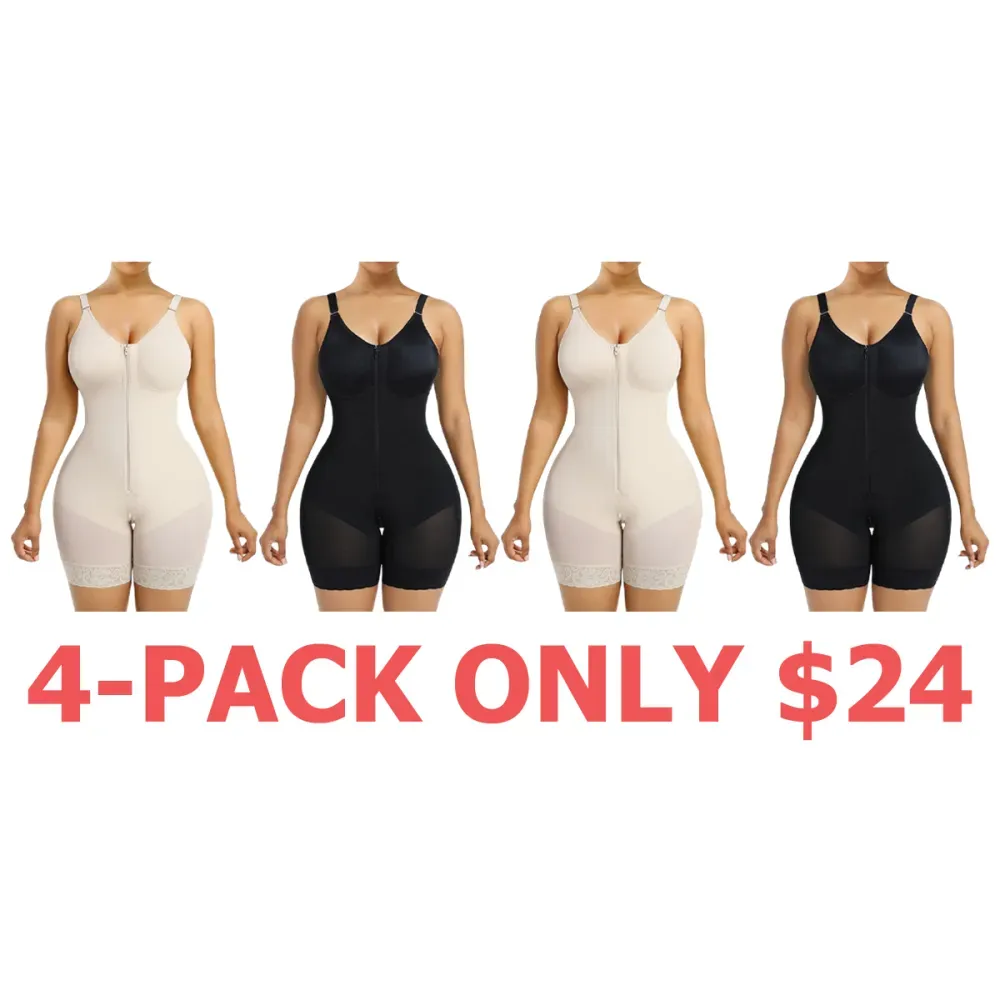 Women's Shaping Underwear Tummy-Control and Butt-Lifting Shaping Pants Zippered Crotch Removable Straps