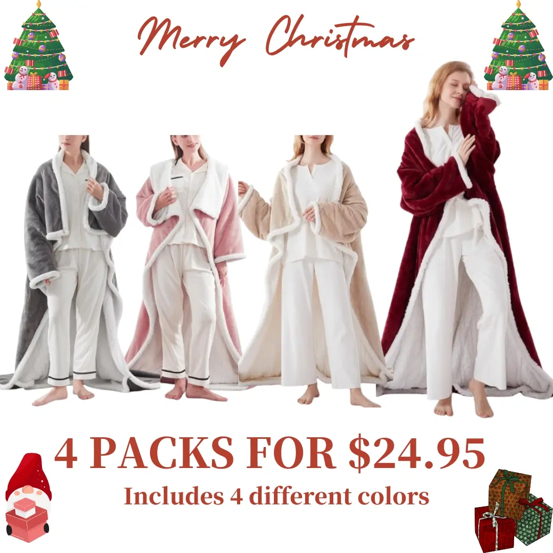 Electric Heated Wearable Blanket - Flannel & Sherpa, 6 Heating Levels 