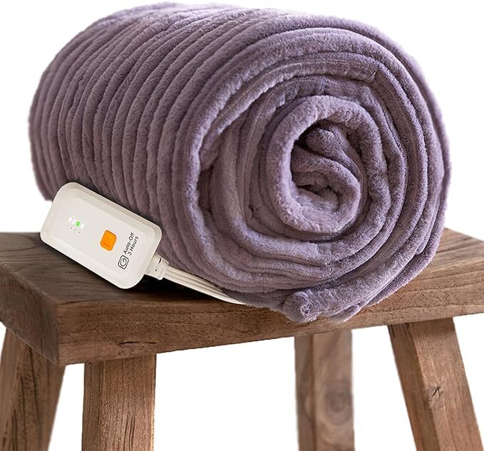 Electric Heated Wearable Blanket - Flannel & Sherpa,  6 Heating Levels & Timer, Wearable with Built-in Foot Pockets & Sleeves