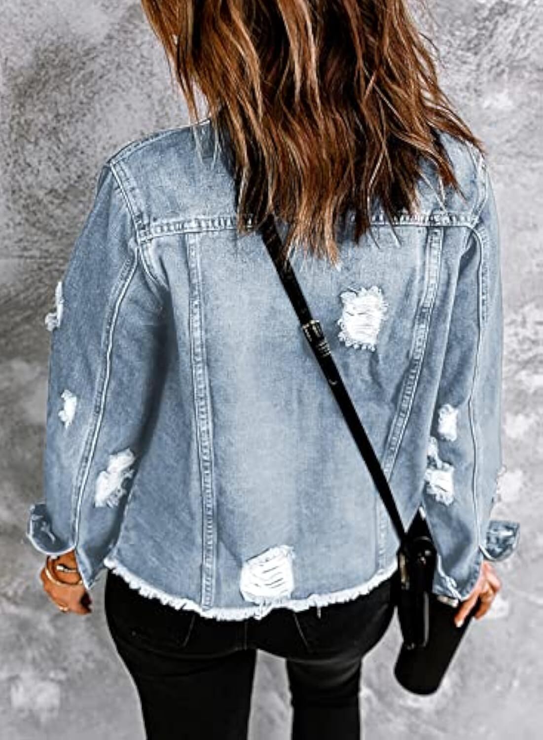 🔥Last day promotion⏰—Womens Washed Crop Denim Jacket With Pockets