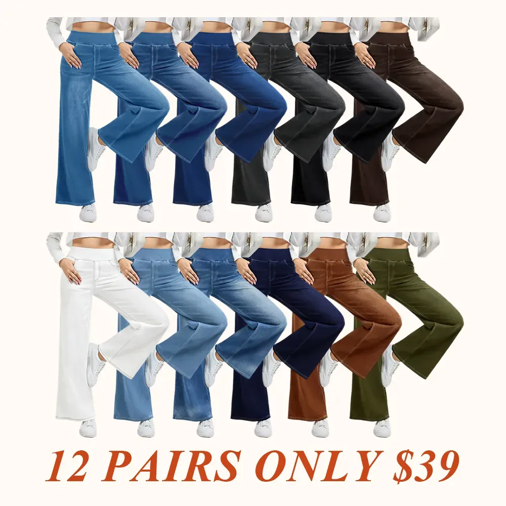 Wide Leg Stretchy Jeans for Women Loose Fit