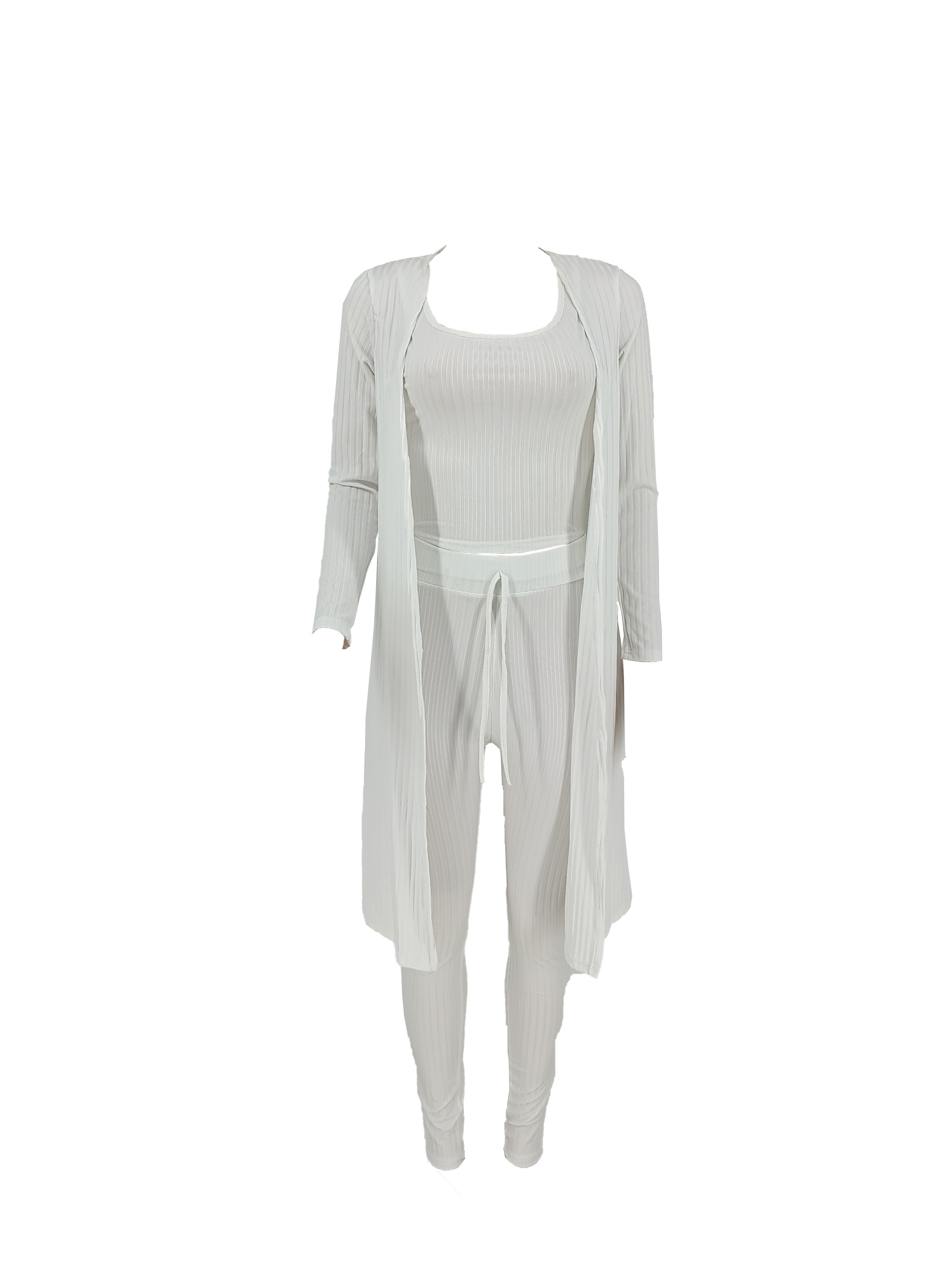 Women 3 Piece Wide Leg Pants Set Casual Long Sleeve Jacket Cardigan With Solid Tank Pants Set Dinner Suit Women