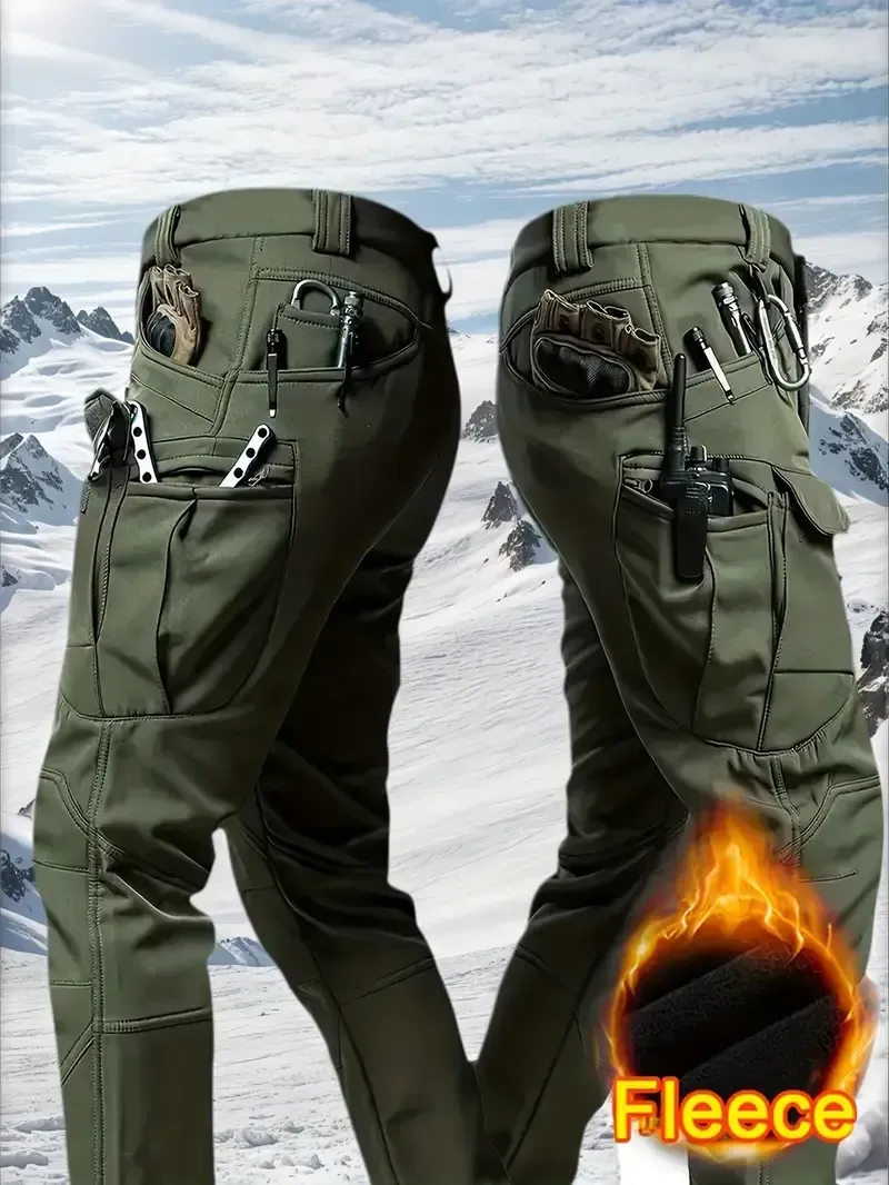 Windproof Warm Men's Outdoor Military Tactical Pants | Soft Shell Fleece Lined