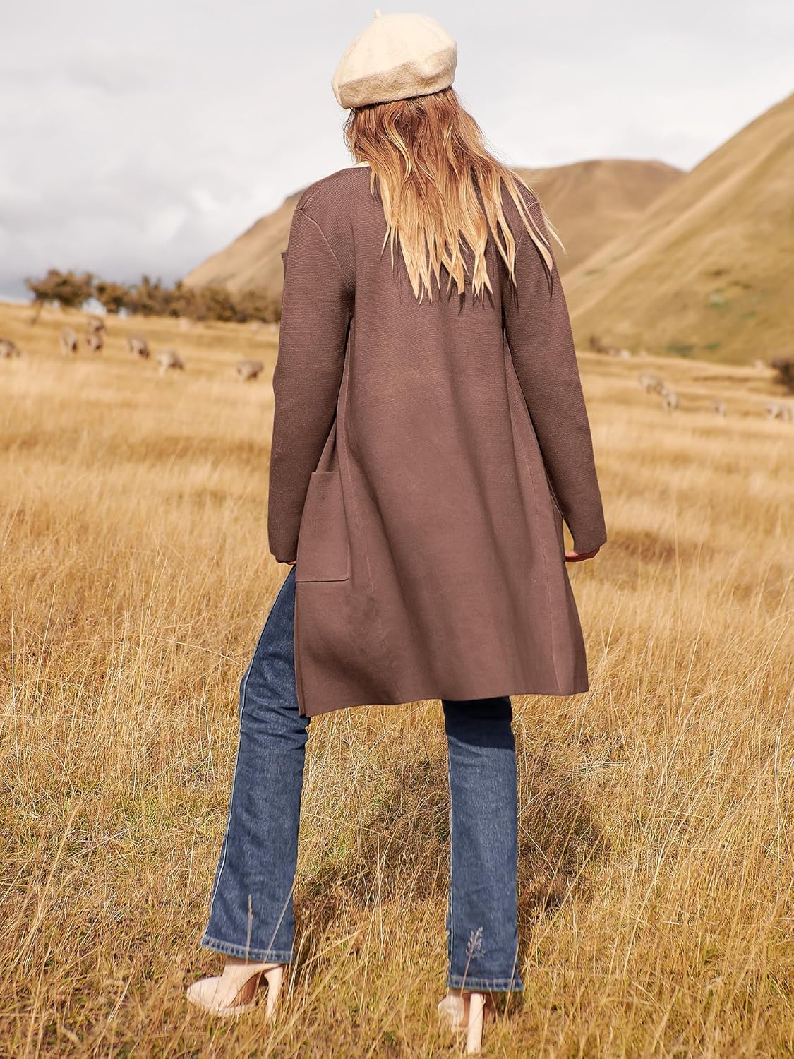 Women's Open Front Knit Lightweight Cardigan Casual Long Coatigan Sweater Lady Jacket Coat 2025 Fall Outerwear