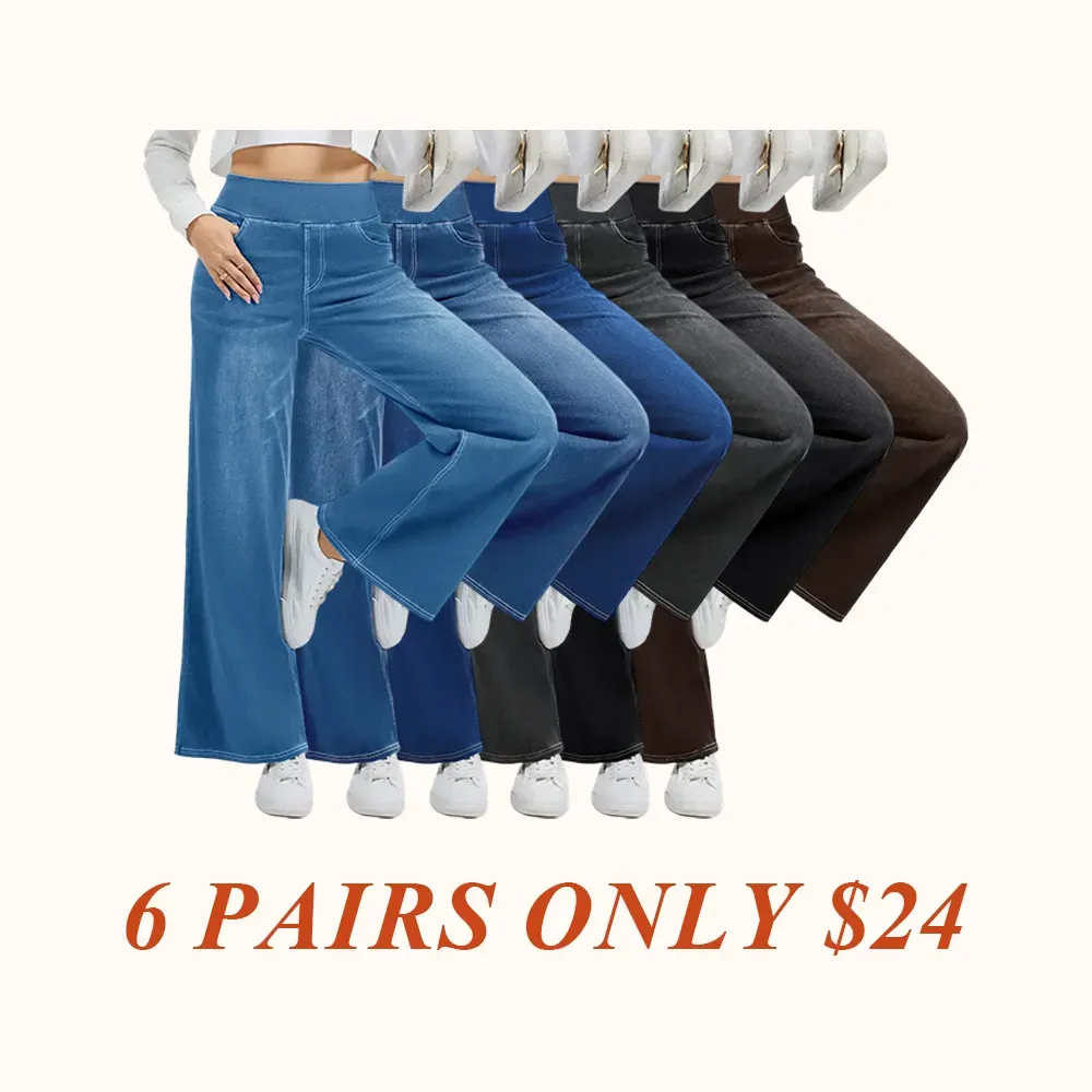 Wide Leg Stretchy Jeans for Women Loose Fit