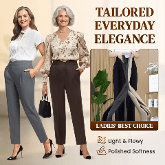 LoraGrace - Women's Soft Pleated Smart Casual Pants