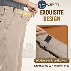 GlideActive - Men's Active Khaki Pants With Expandable Waistband