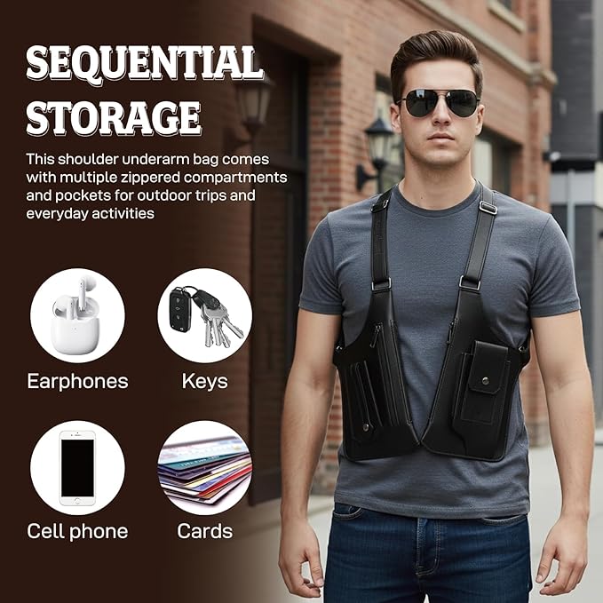 Premium Leather Adjustable Underarm Shoulder Bag for Men & Women