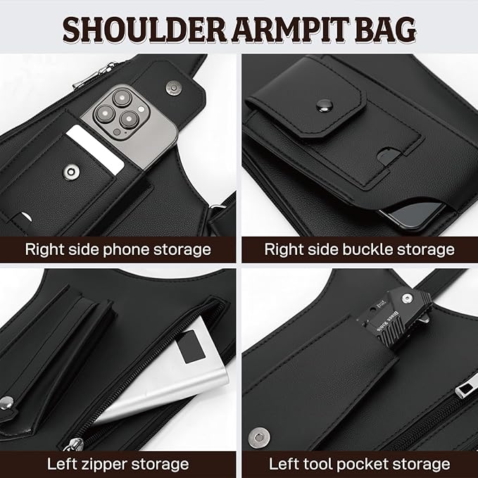Premium Leather Adjustable Underarm Shoulder Bag for Men & Women