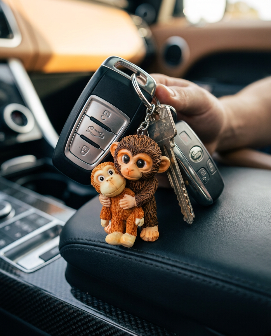 The "Forever Hug" Monkey Family Keychain - Sweet Gift for Loved Ones