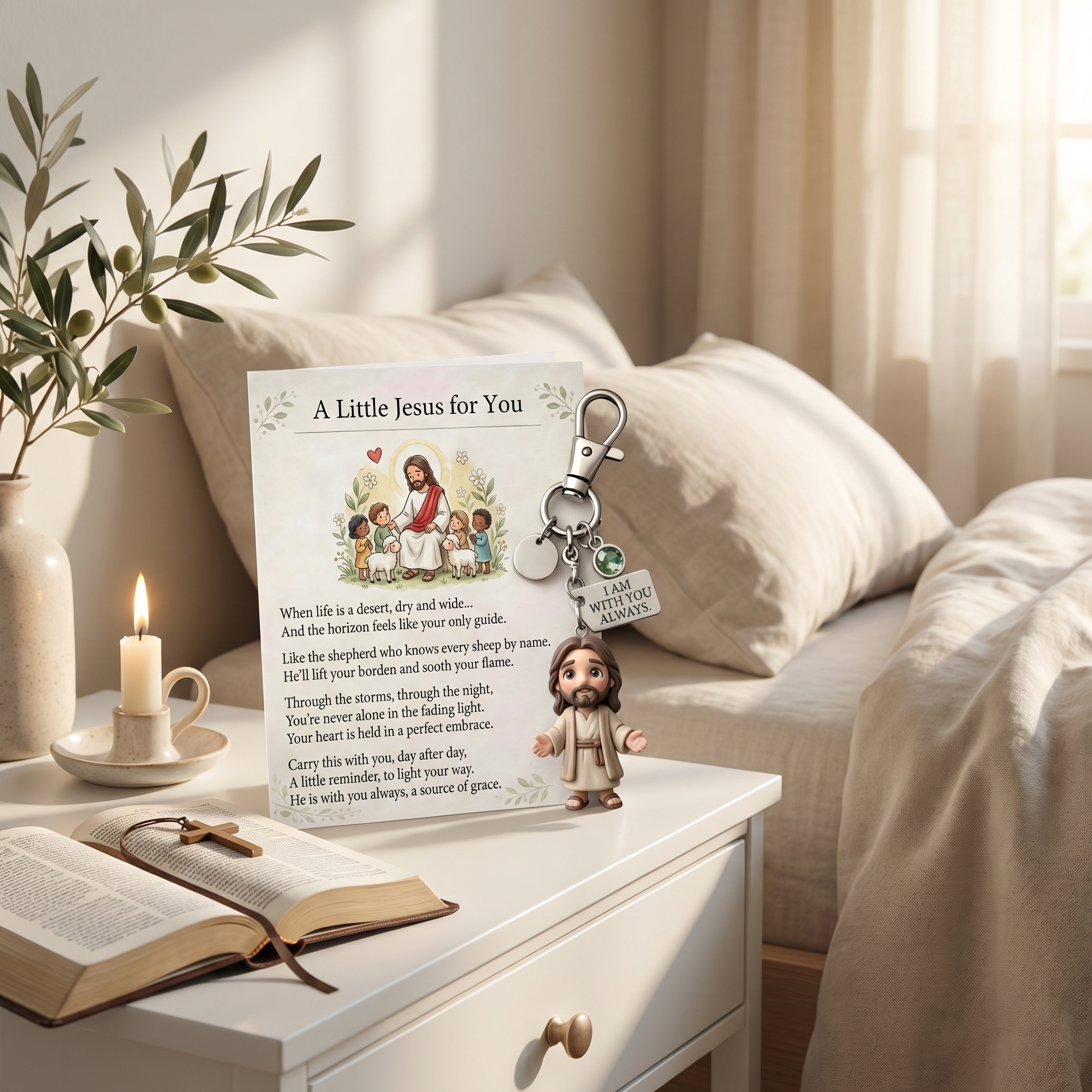 "A little reminder that you're not alone." - Comforting Pocket Reminder Keychain & Poem Card Gift Set 🌟🙏