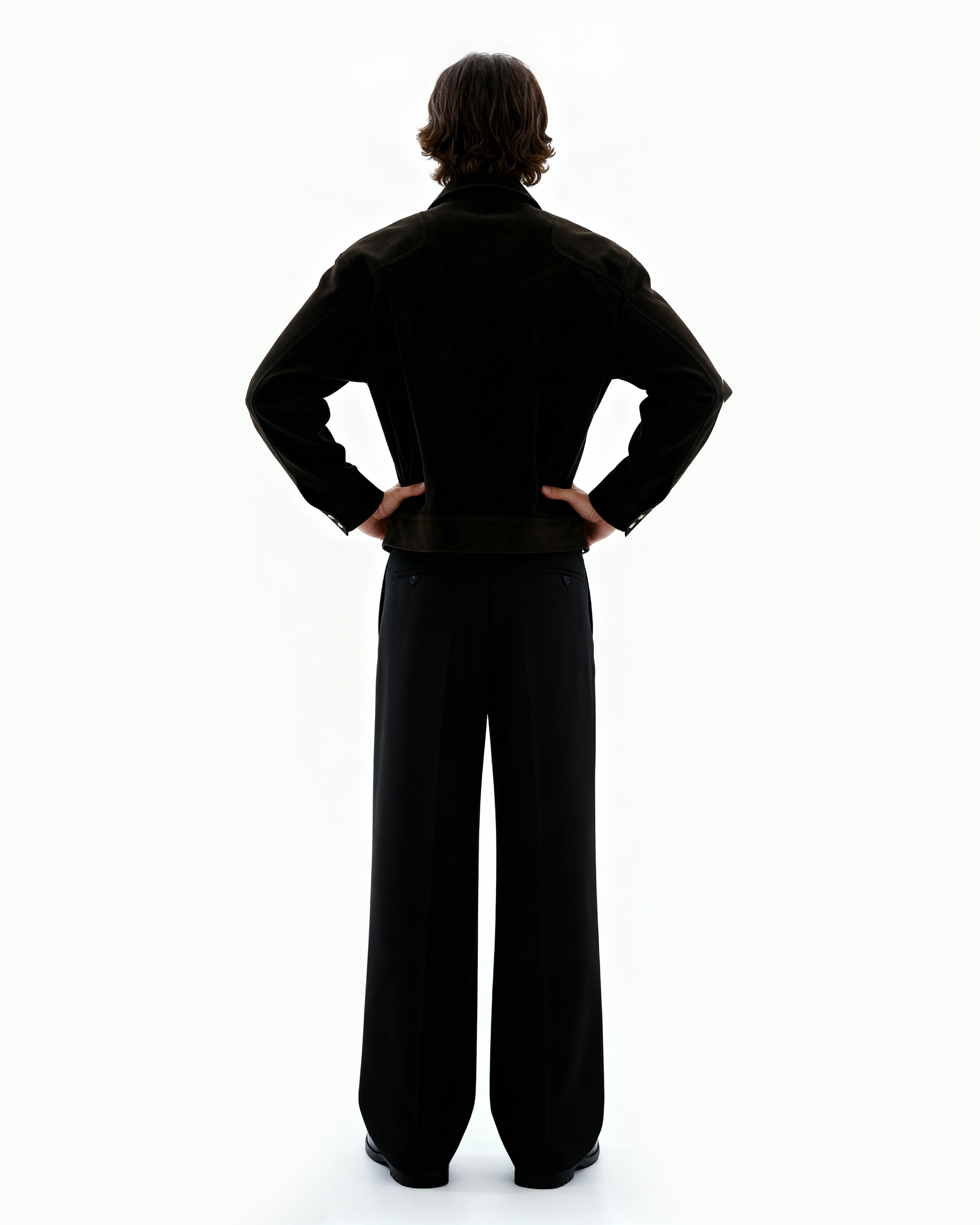 Asymmetric Fireman Buckle Mid Crop Suede Jacket