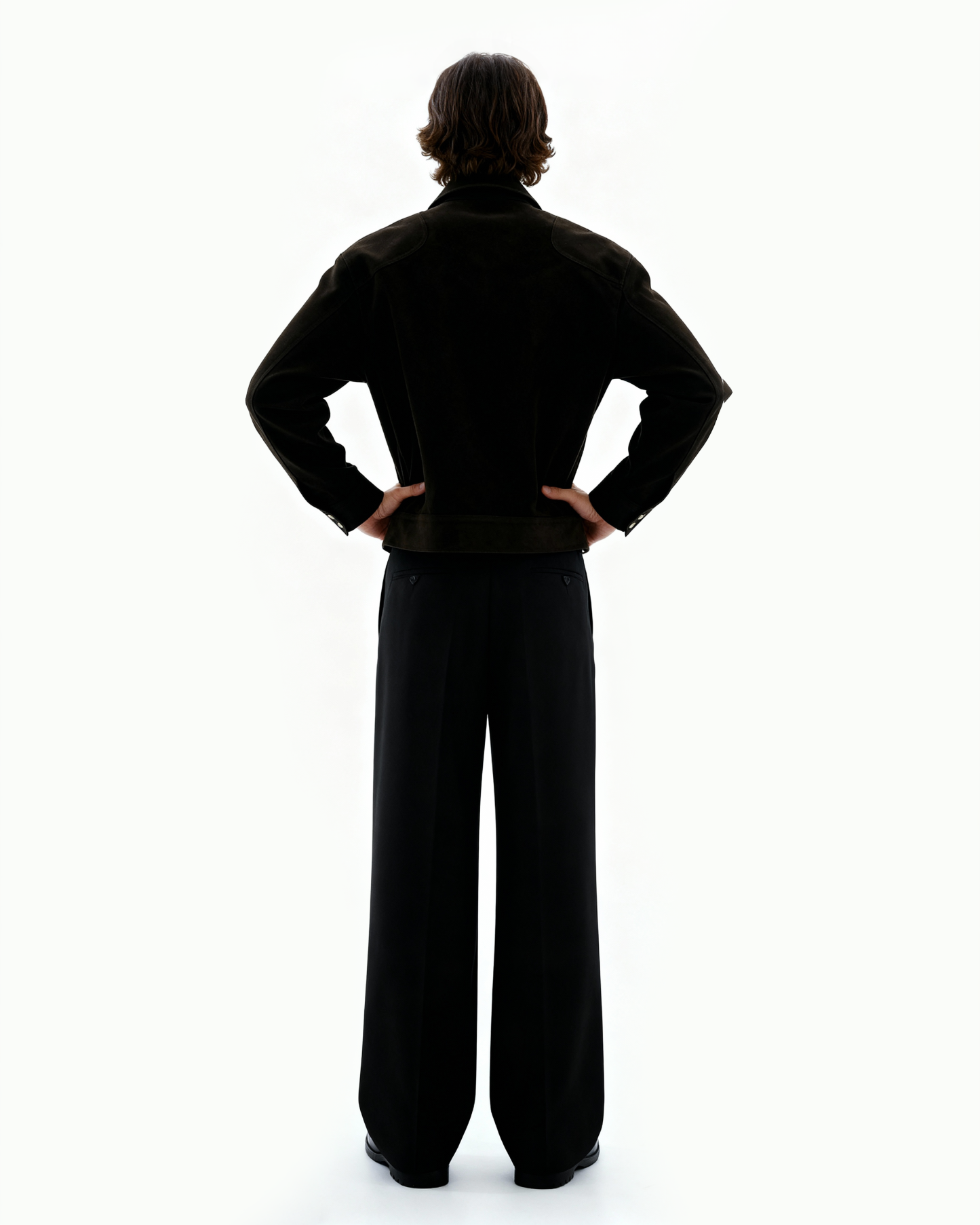 Asymmetric Fireman Buckle Mid Crop Suede Jacket