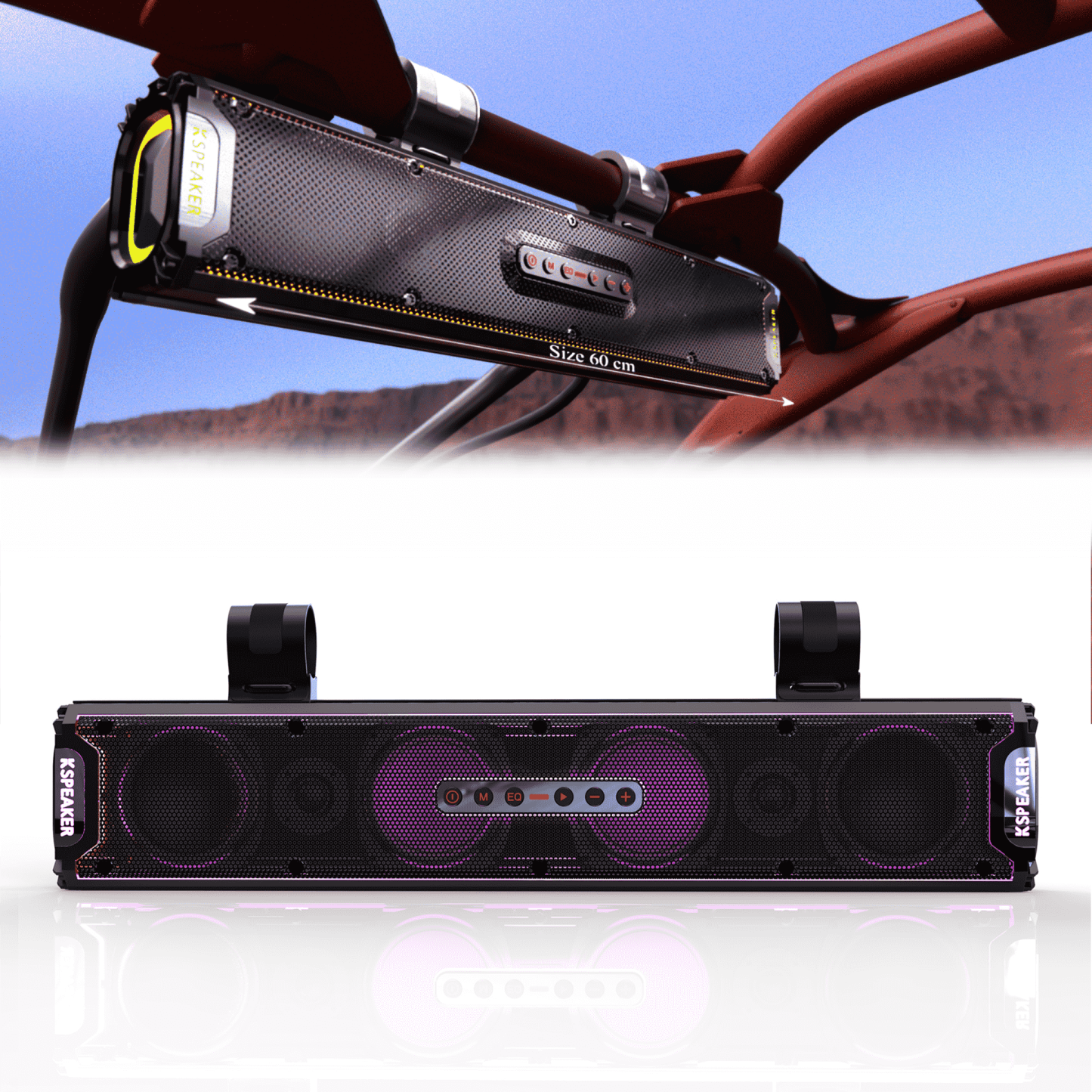 KSPEAKER K66 UTV Sound Bar - 1600W Peak Power, IP67 Waterproof