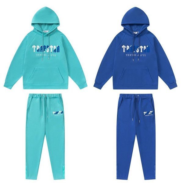 TRAPSTAR CHENILLE DECODED HOODED TRACKSUIT BLUE GREEN