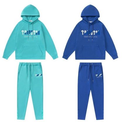 TRAPSTAR CHENILLE DECODED HOODED TRACKSUIT BLUE GREEN
