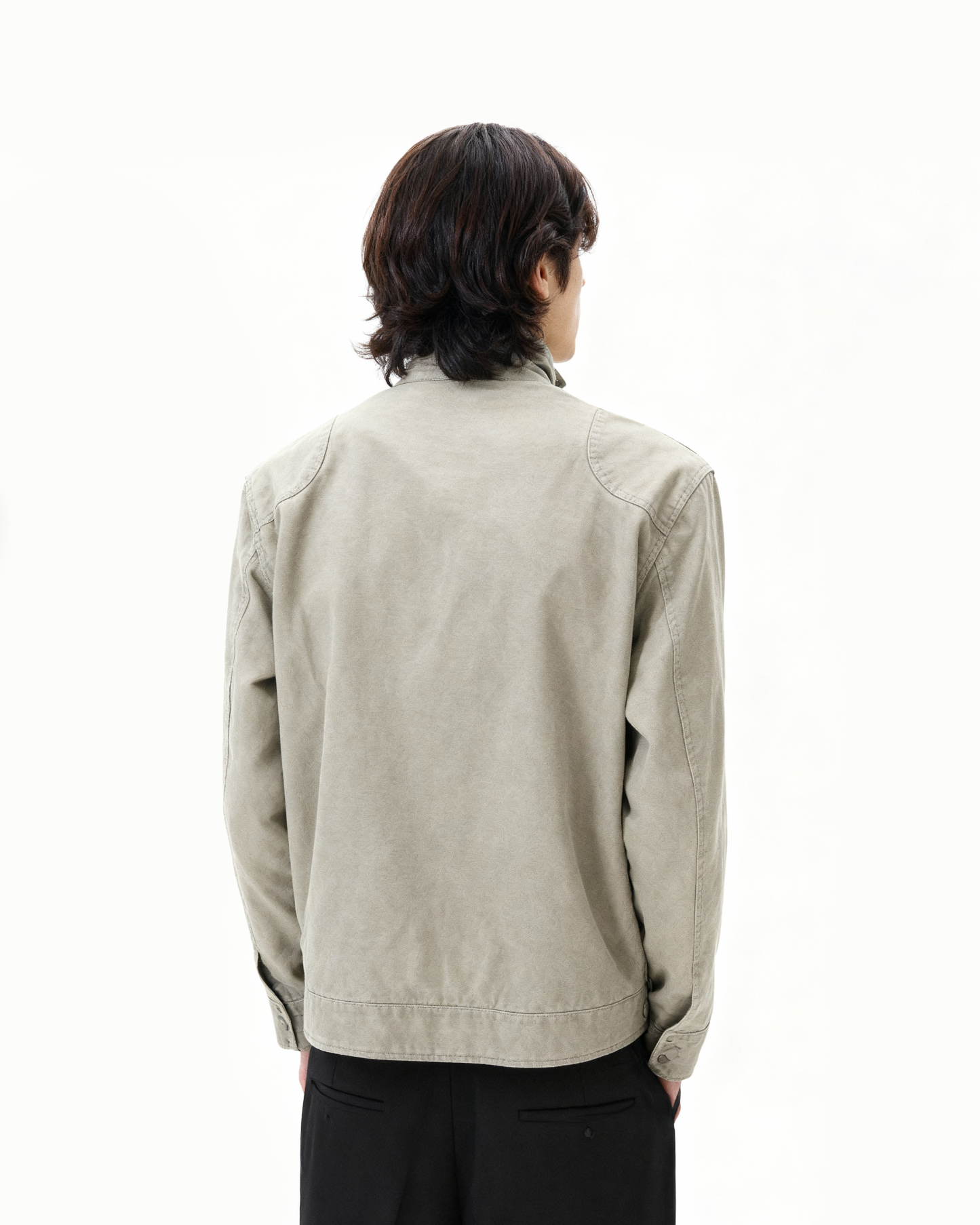 Overlap Fireman Buckle Mid-Crop High Collar Jacket