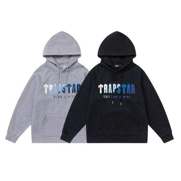 TRAPSTAR CHENILLE DECODED HOODED TRACKSUIT BLACK GREY