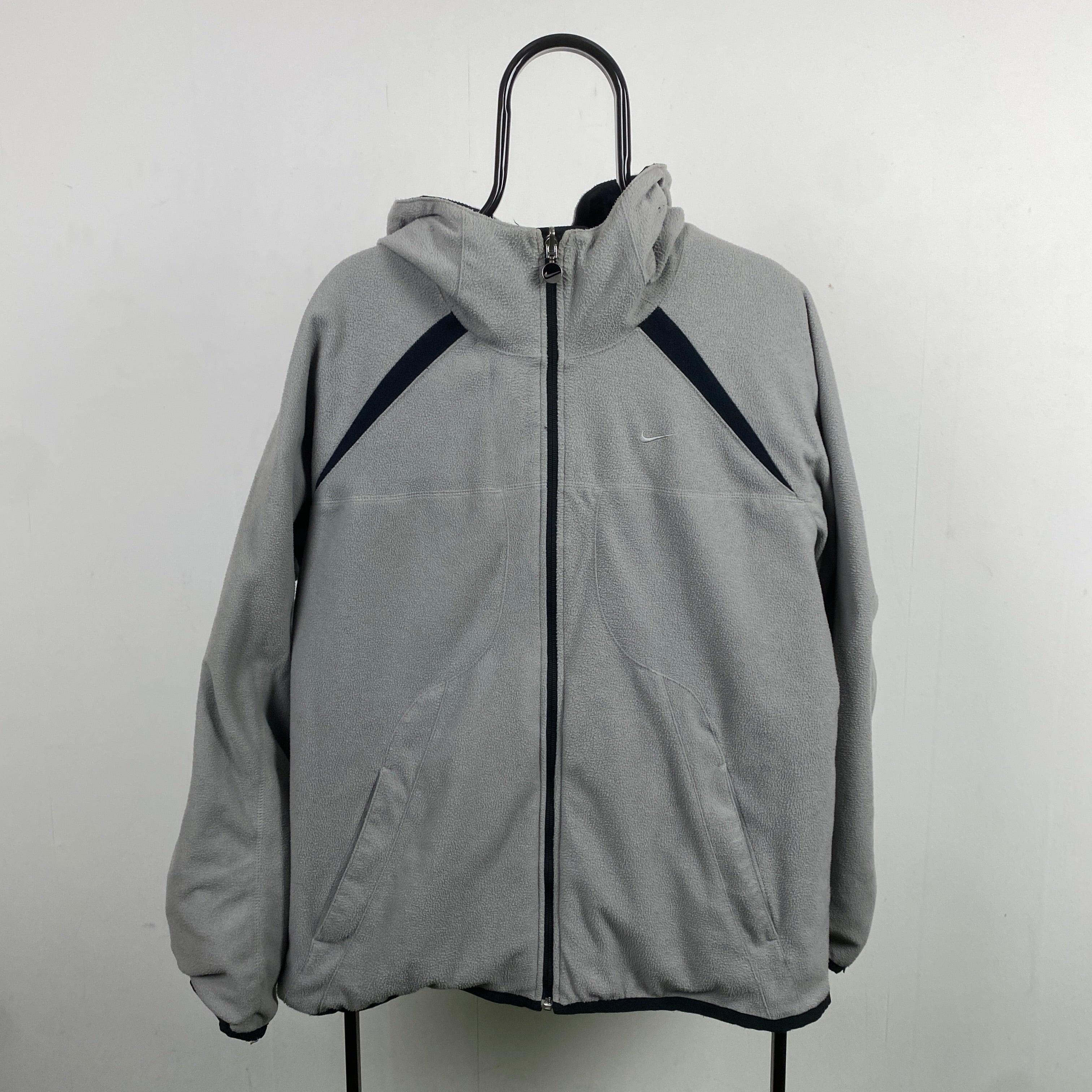 2000'sReversible Fleece Coat Jacket Black Grey