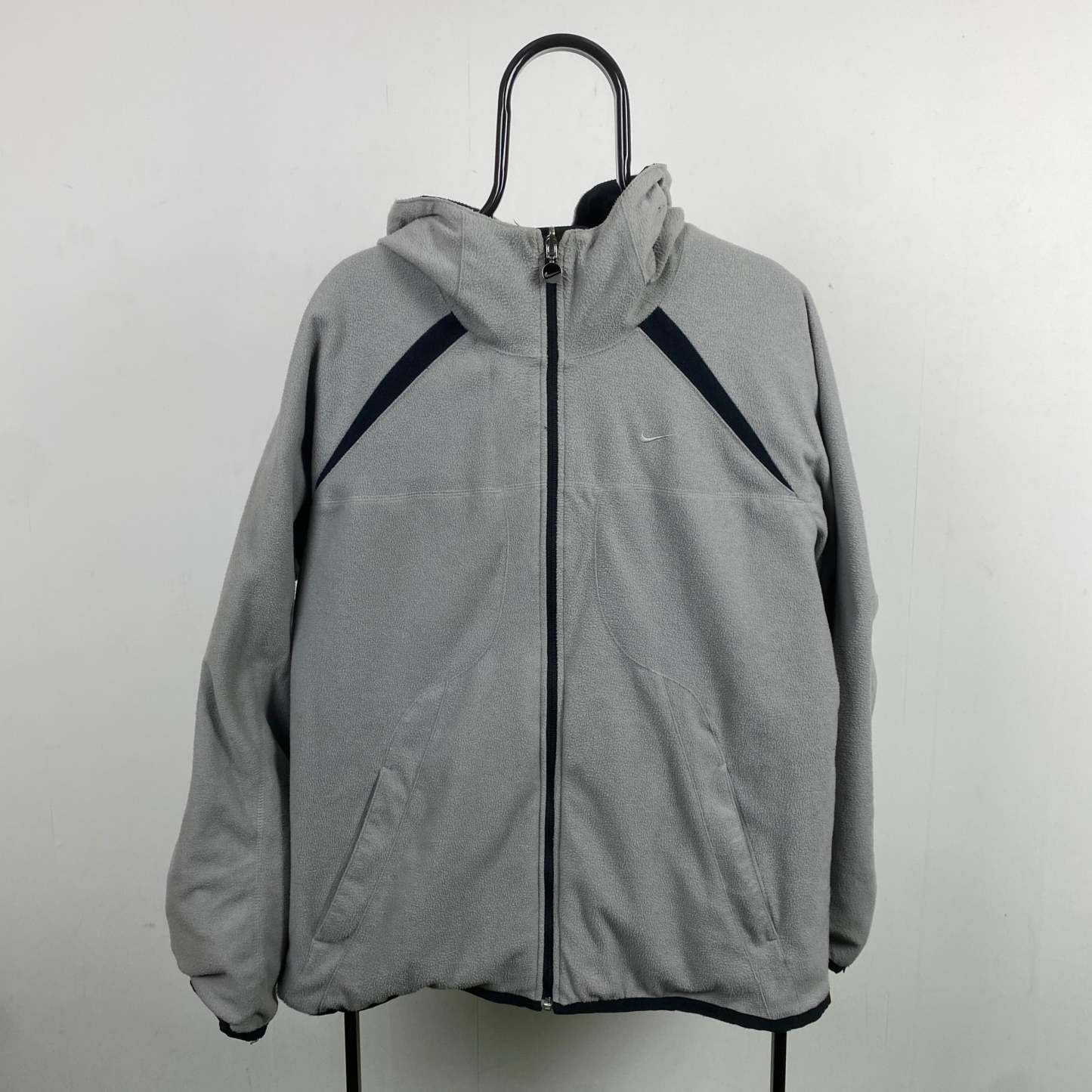 2000'sReversible Fleece Coat Jacket Black Grey