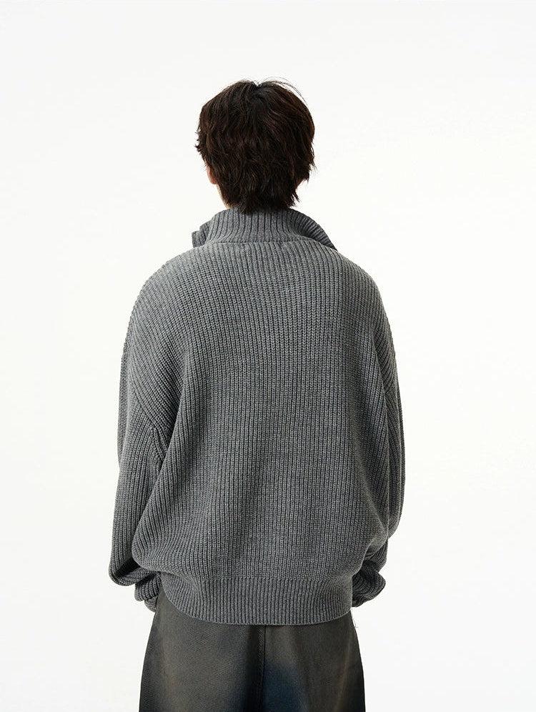 Ribbed Mock Neck Asymmetric Zip Jacket