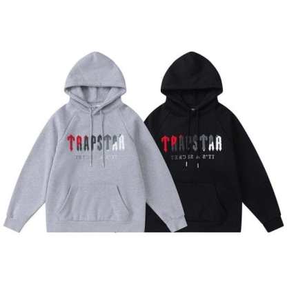 TRAPSTAR CHENILLE DECODED HOODED TRACKSUIT BLACK GREY