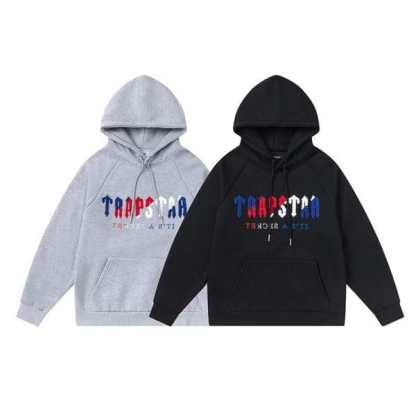 TRAPSTAR CHENILLE DECODED HOODED TRACKSUIT BLACK GREY