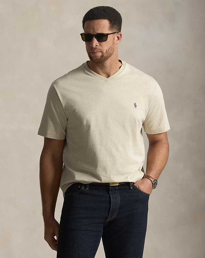 【Up to 59% off！】Jersey V-Neck T-Shirt