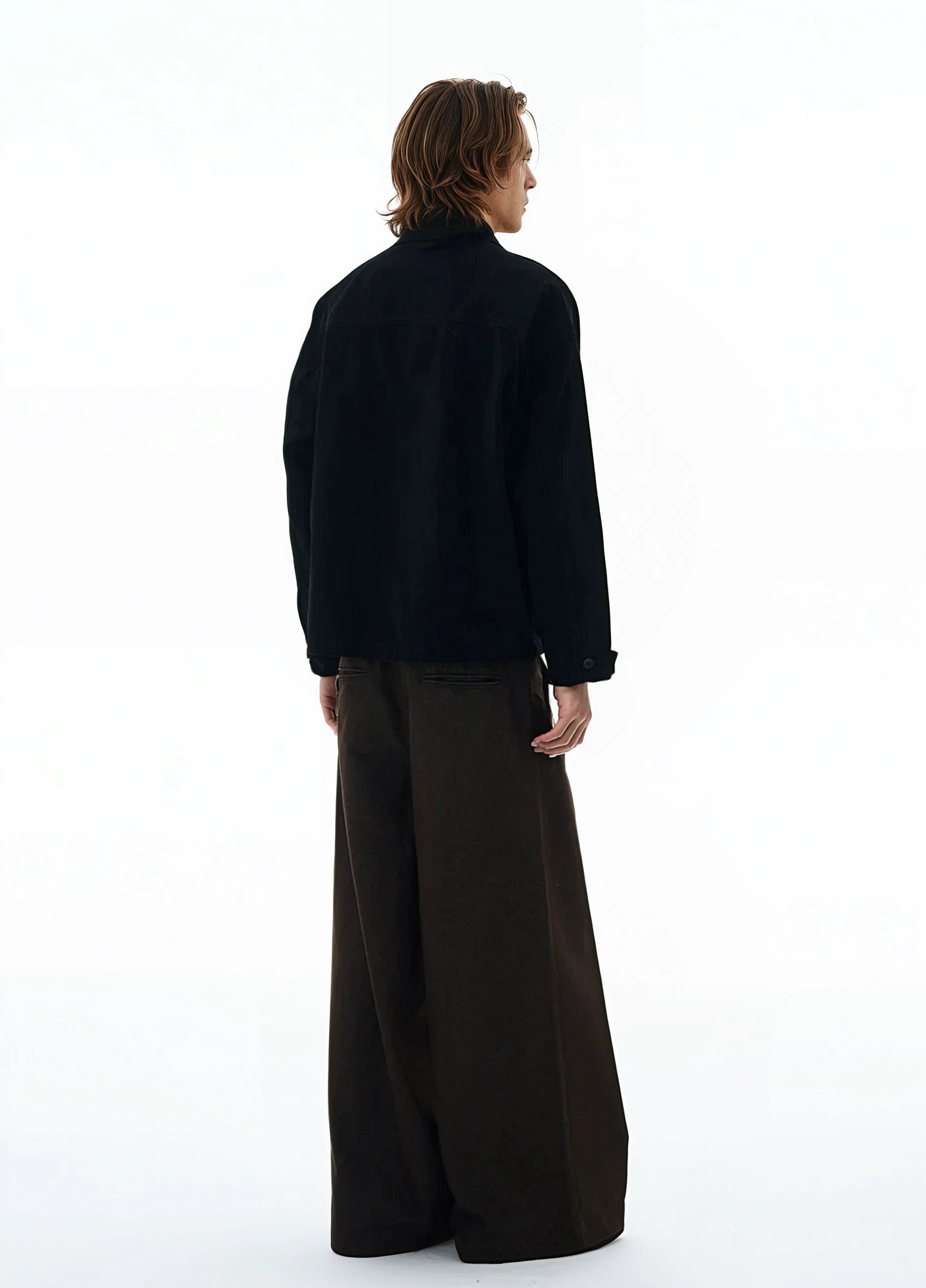 Fireman Buckle Worker Zip Jacket with Contrast Collar