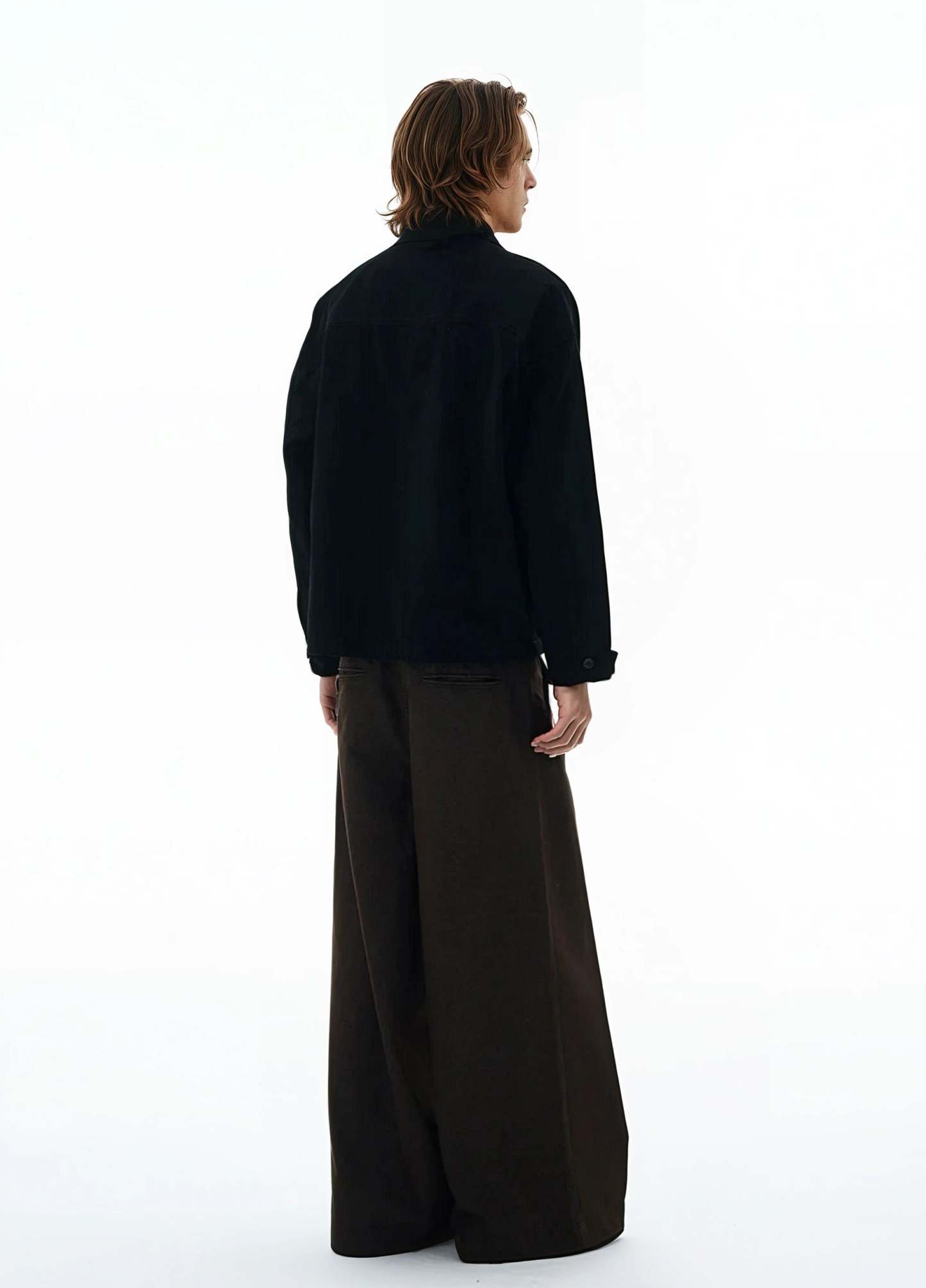 Fireman Buckle Worker Zip Jacket with Contrast Collar