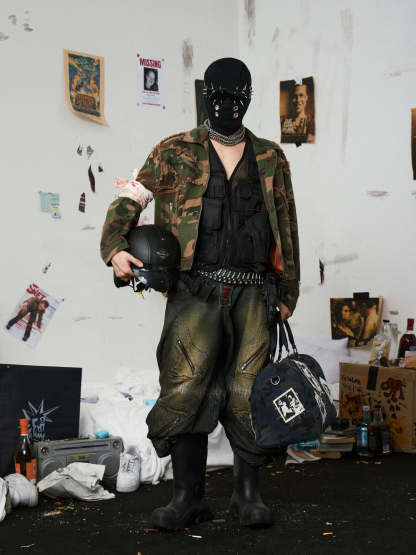 Camouflage Distressed Work Jacket