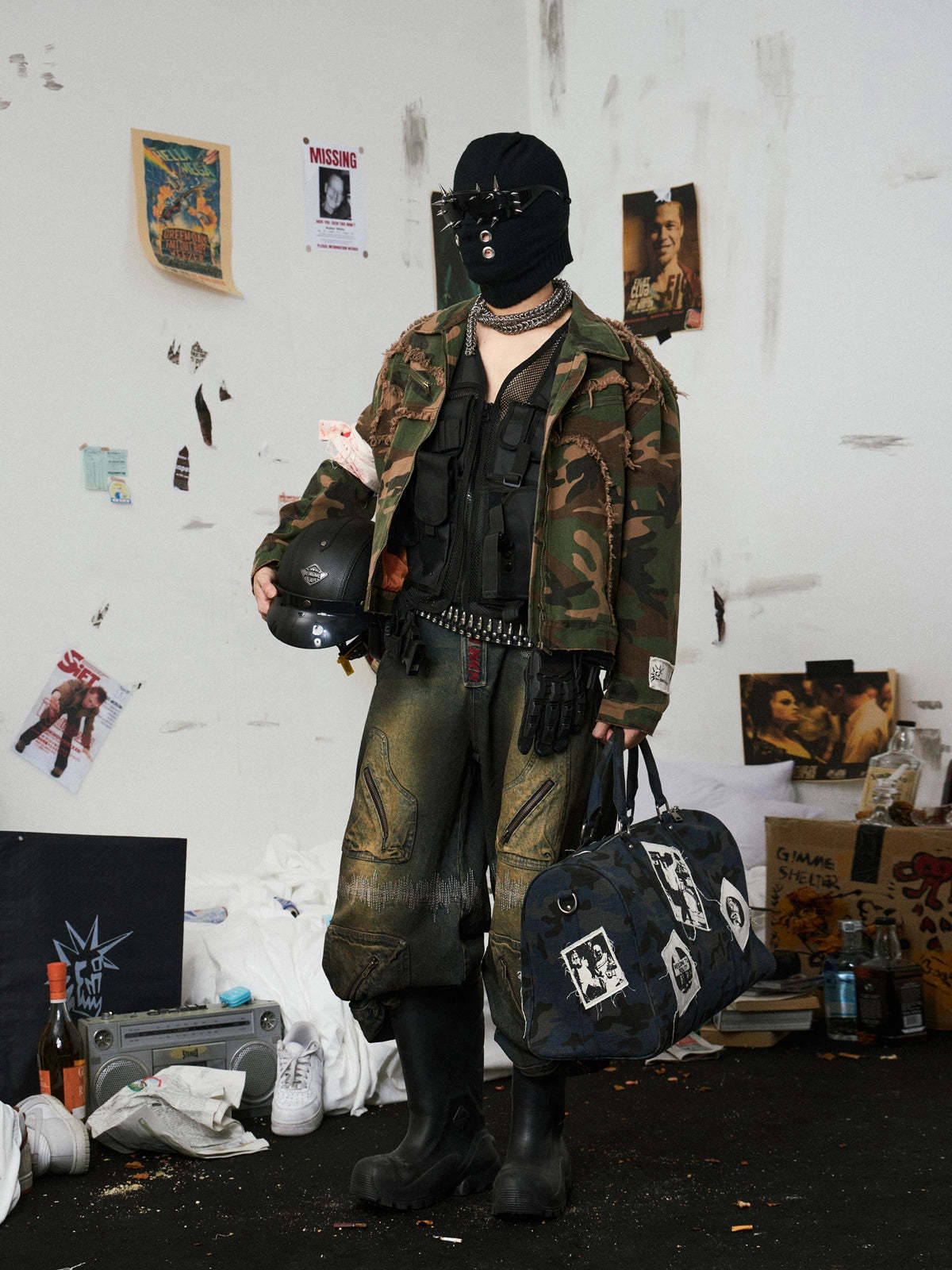 Camouflage Distressed Work Jacket