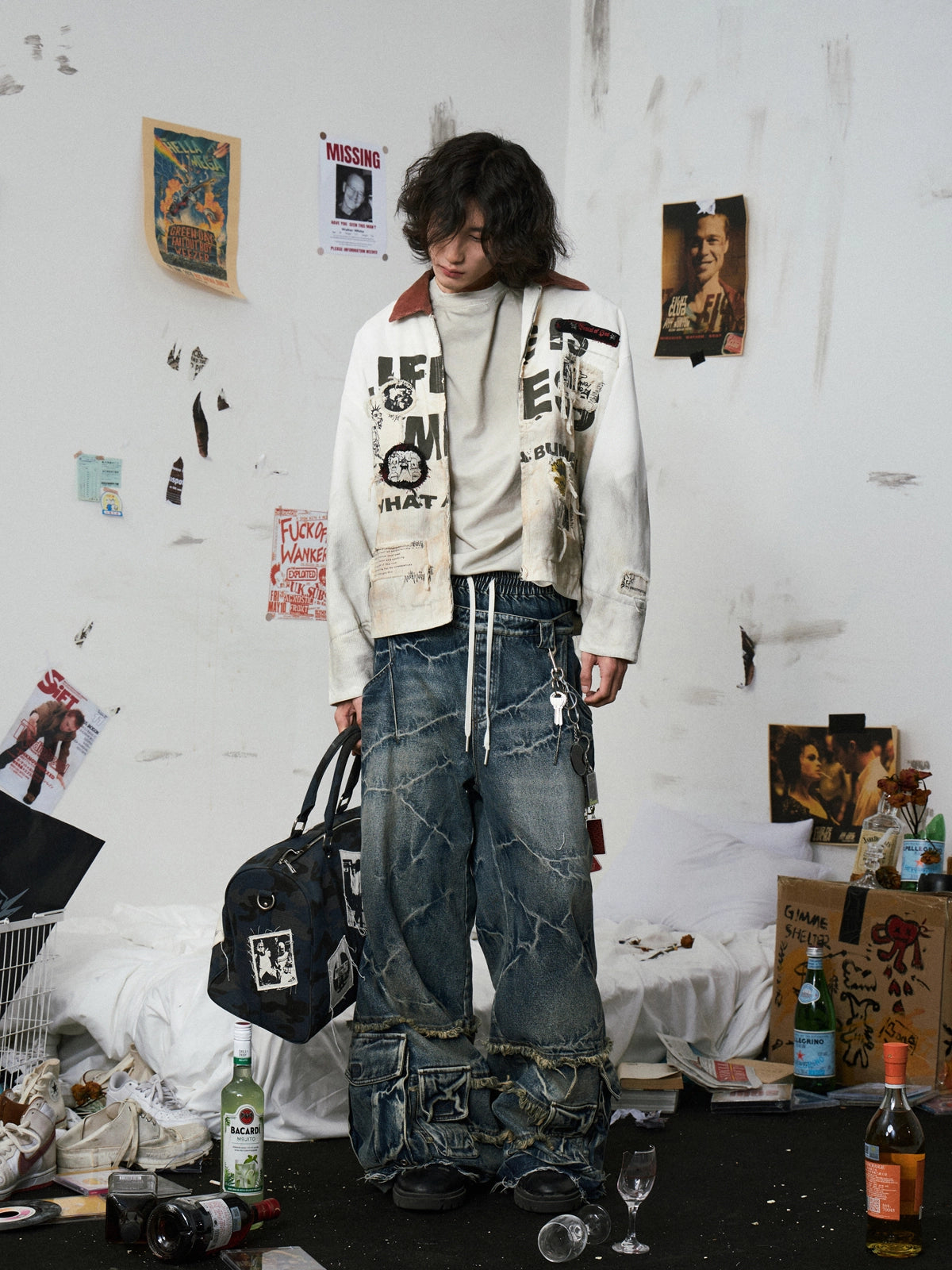 Distressed Stain White Detroit Jacket