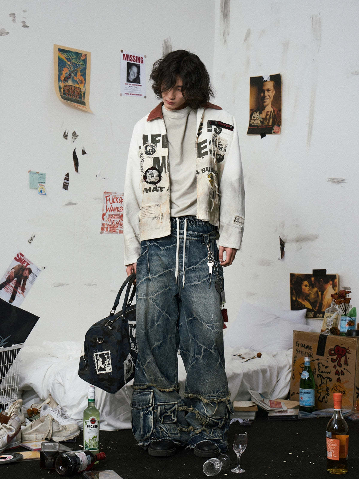 Distressed Stain White Detroit Jacket